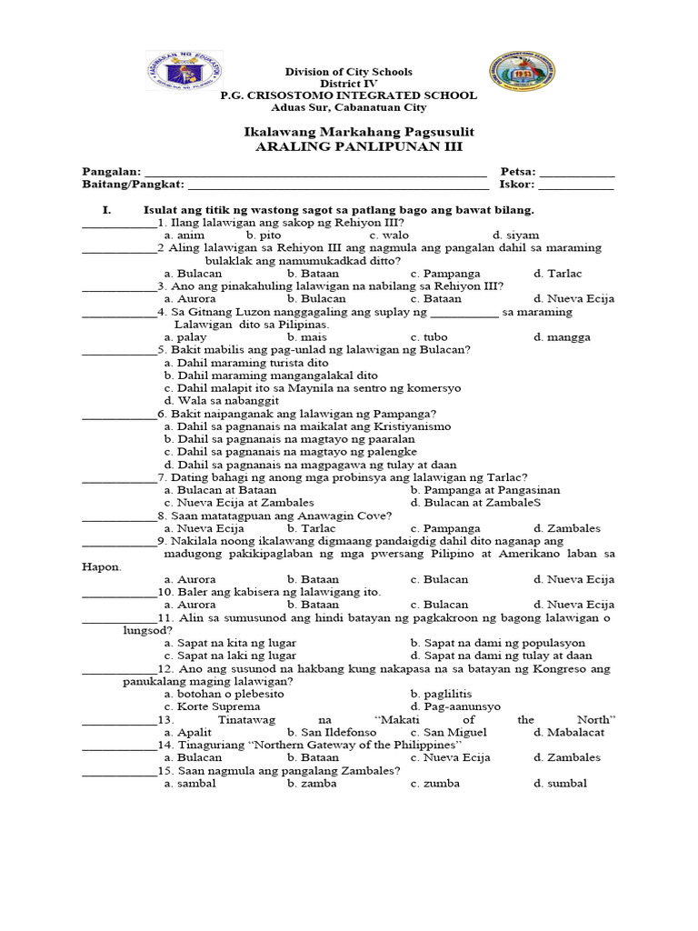 2nd Periodic Test in AP 3 Region 3 | PDF