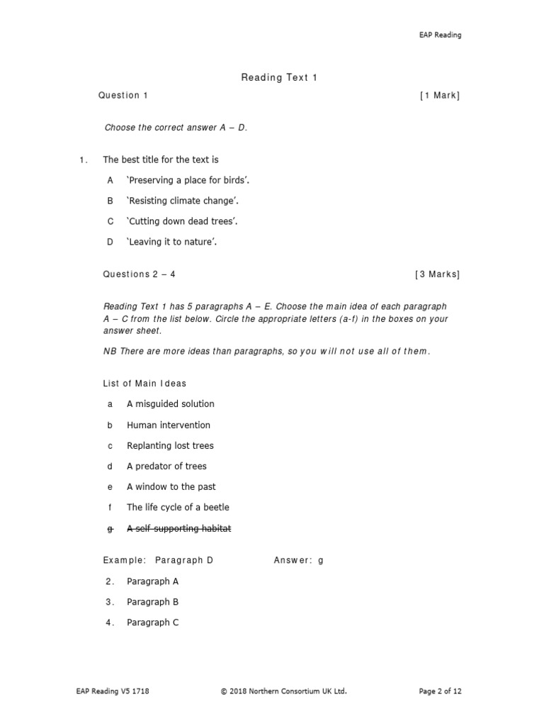 Practice Reading Test Free