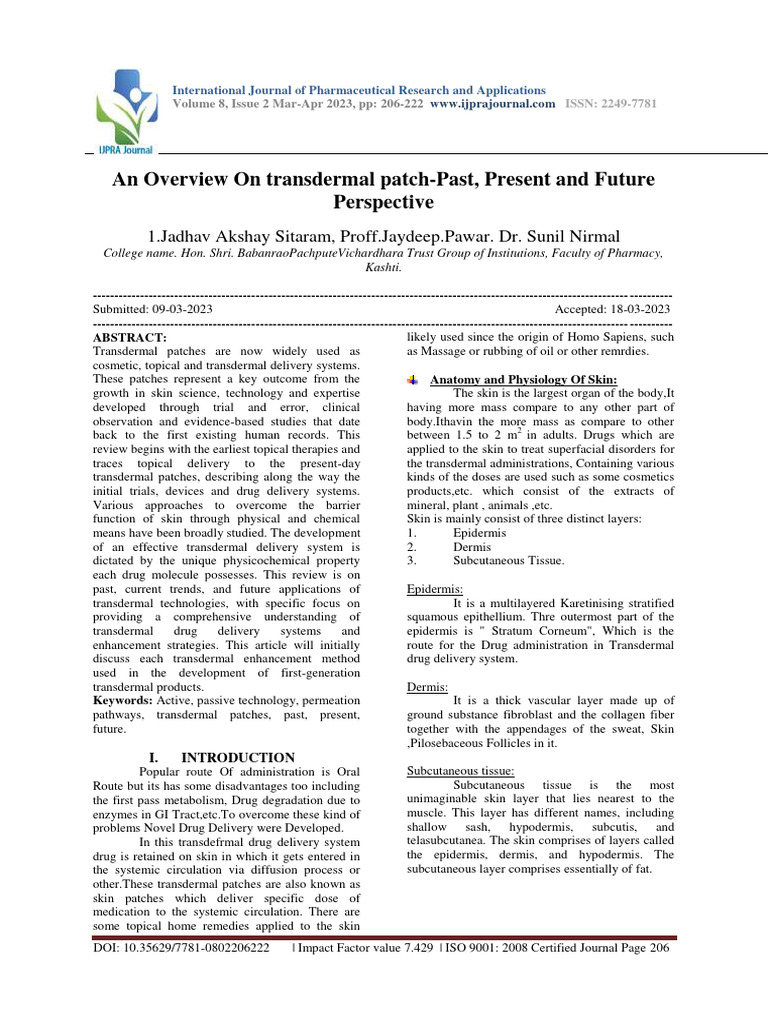 Transdermal Patches: History and Future | PDF | Topical Medication ...