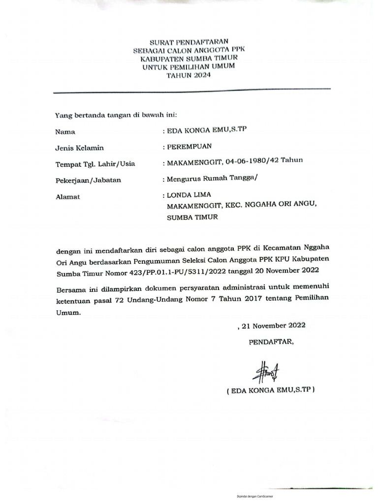 Surat Pendaftaran Pdf