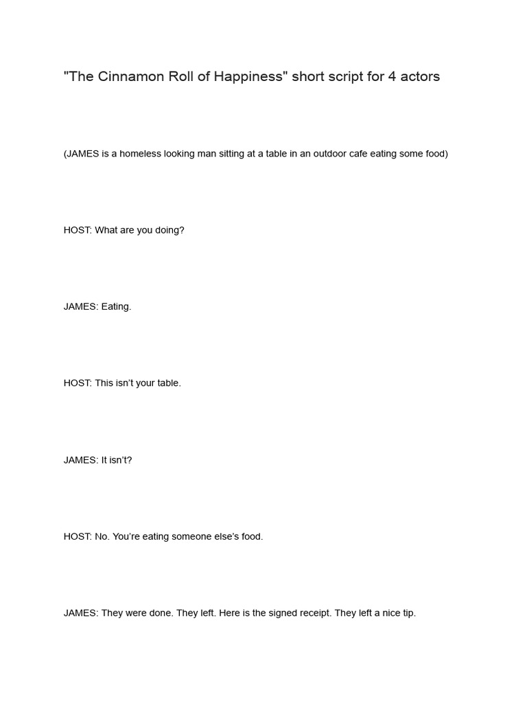 Cinnamon Roll of Happiness Script | PDF | Waiting Staff