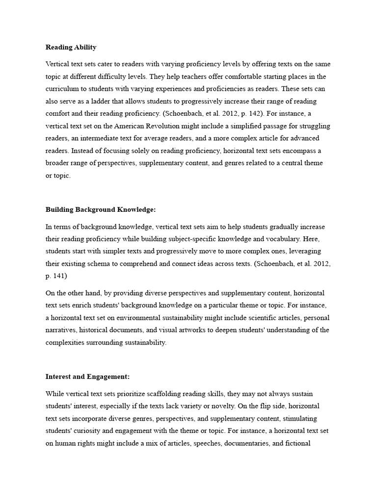 Vertical vs Horizontal Text Sets in Education | PDF | Knowledge ...
