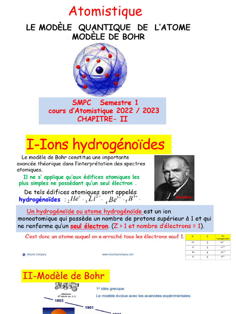 Modèle quantique de l'atome en S1 SMPC | PDF | Excitation (physique ...