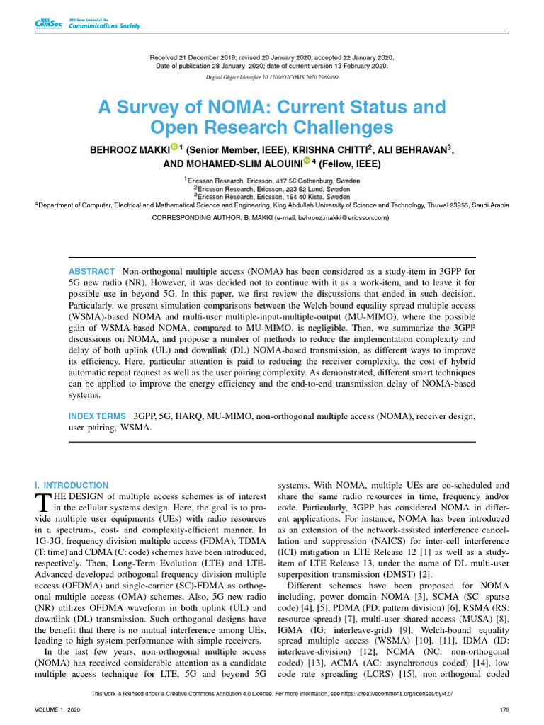 NOMA Survey: Status & Challenges | PDF | Channel Access Method | Signal ...