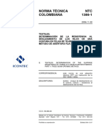 NTC1386-1 TEXTILES. DETERMINACIÓN DE LA RESISTENCIA AL DESLIZAMIENTO DE LOS HILOS DE UNA COSTURA EN TELAS DE TEJIDO PLANO. PARTE 1 MÉTODO DE ABERTURA FIJA EN UNA COSTURA