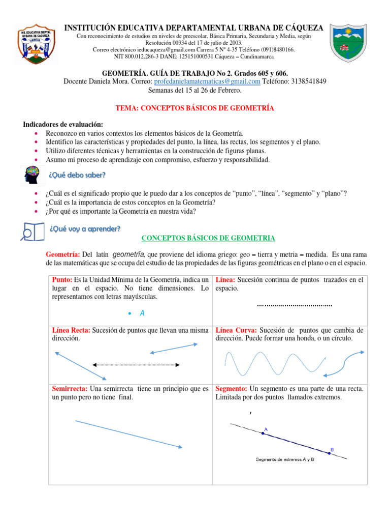Guía de Geometría para Grados 605-606 | PDF | Geometría | Línea (geometría)