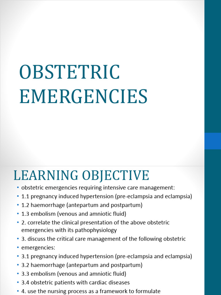 Obstetric Emergencies | PDF | Childbirth | Blood Pressure
