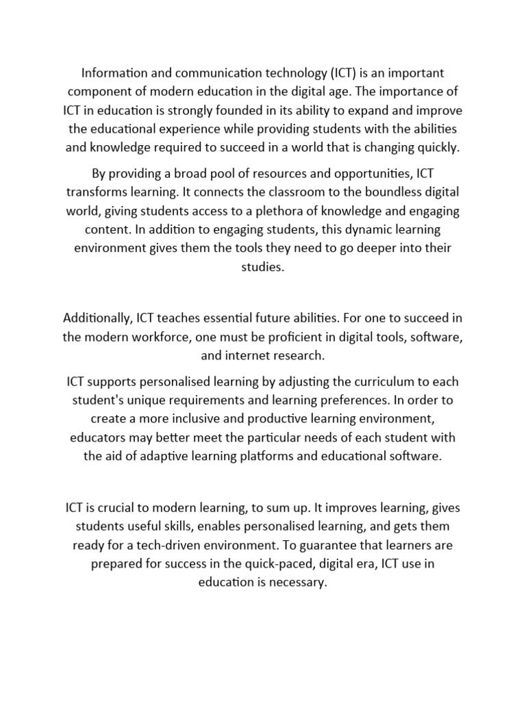 The Role of ICT in Modern Education | PDF | Business