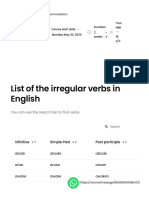 Table of The Irregular Verbs in English