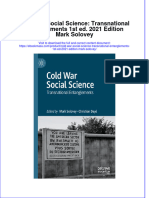 Cold War Social Science Transnational Entanglements 1St Ed 2021 Edition Mark Solovey Full Chapter
