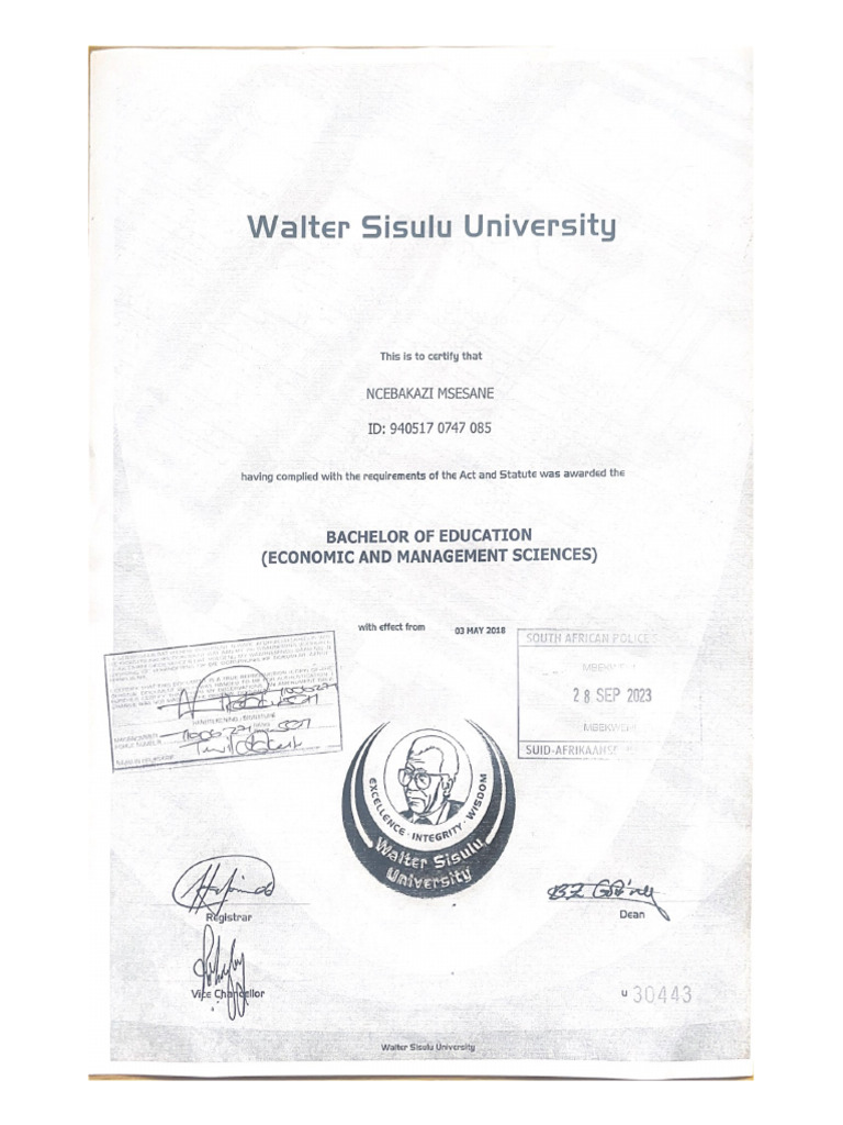 WALTER SISULU UNIVERSITY REQUIREMENTS visual data 2