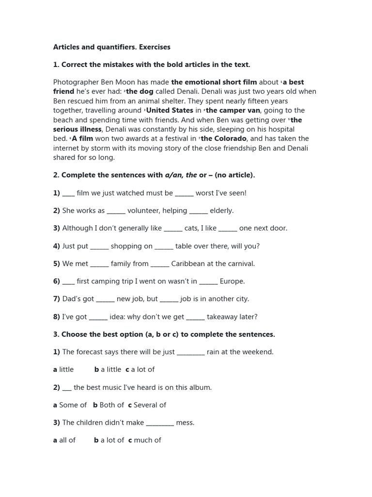 Articles and Quantifiers | PDF | Language Arts & Discipline | Foreign ...