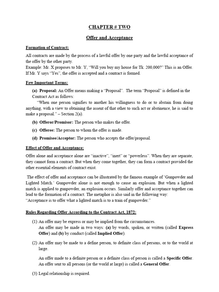 Business Law CH#2 Offer and Acceptance | PDF | Offer And Acceptance ...