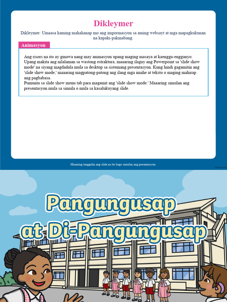 Pangungusap at Di Pangungusap Powerpoint Unang Baitang | PDF
