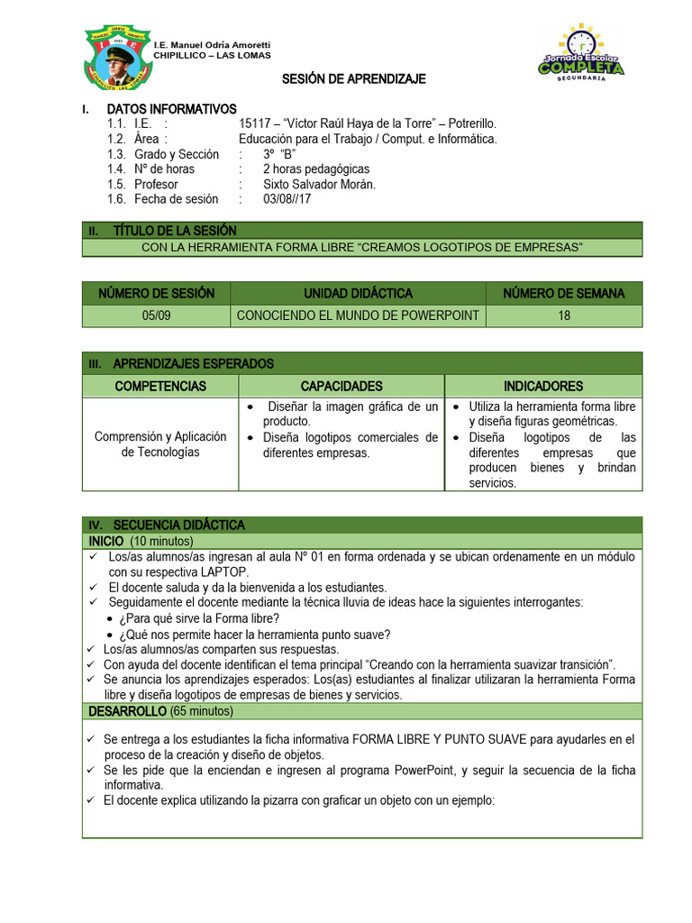 Sesión 5 Creando Logotipos De Empresas Pdf Maestros Cognición