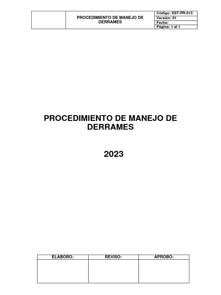Protocolo de Manejo de Derrames | PDF | Residuos | Contaminación