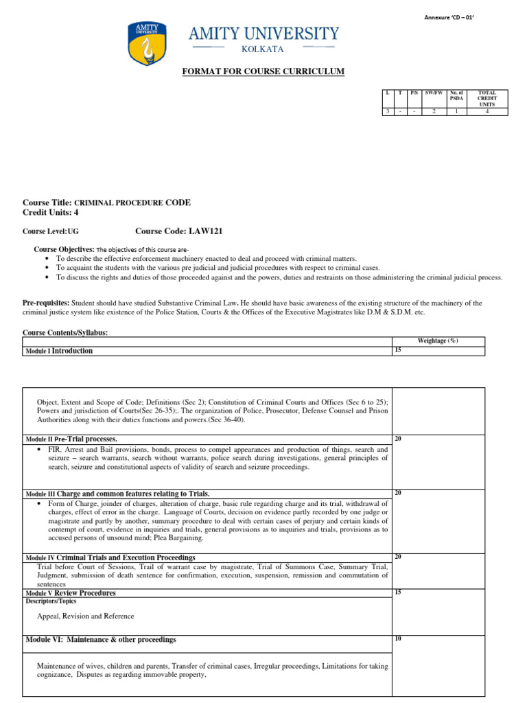 Crpc Syllabus Pdf Bail Trials
