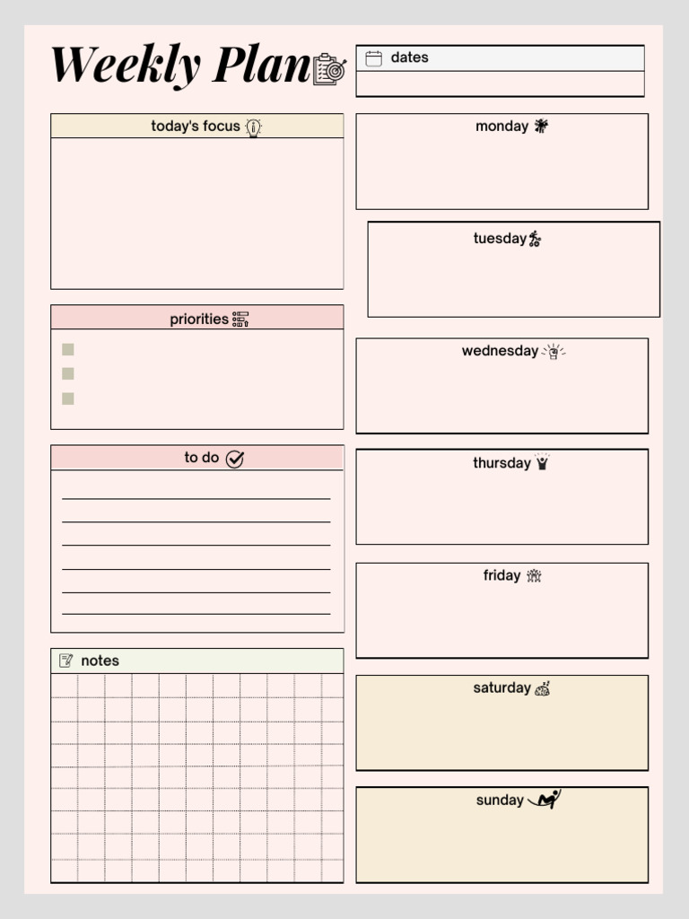 Simple Modern Printable Weekly Planner | PDF