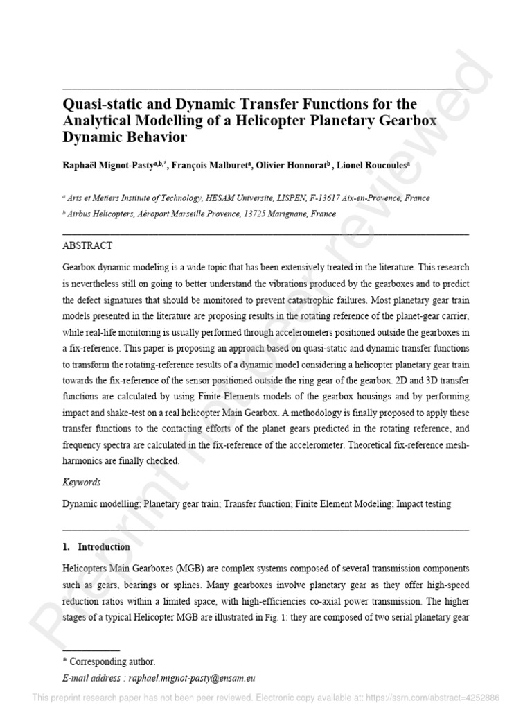 Train Epicycloidal PDF Finite Element Method Gear