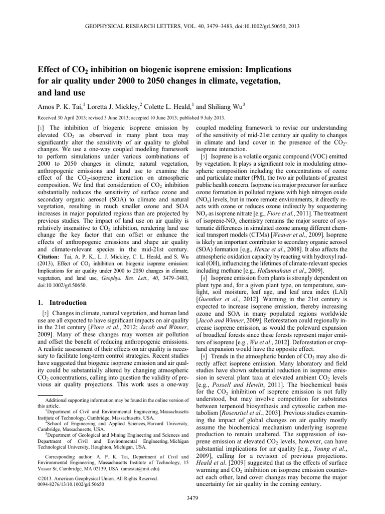 Climate Impact on Air Quality | PDF | Climate Change | Greenhouse Gas