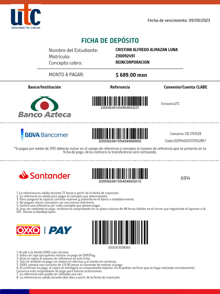 Ficha de Depósito para Reincorporación | PDF | Bancario | Dinero