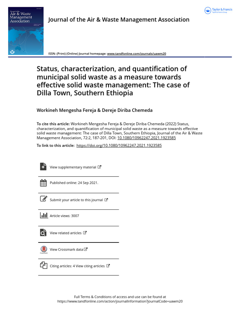 Municipal Solid Waste Management in Dilla | PDF | Sampling (Statistics ...