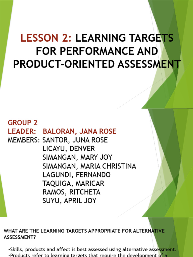 Learning Targets for Assessments Guide | PDF | Learning | Affect ...