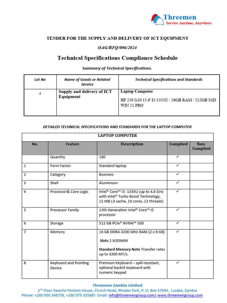 Lot 3-Technical Specifications - Laptop Computer | PDF | Laptop | Solid ...