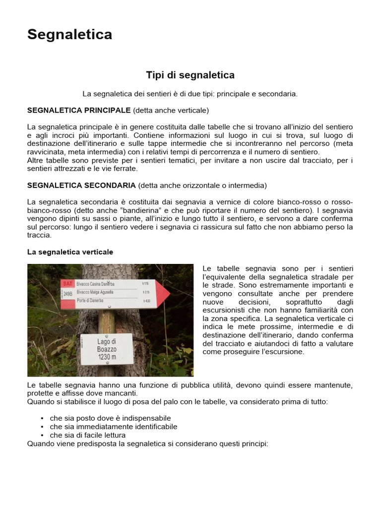 Segnaletica Dei Sentieri SAT | PDF