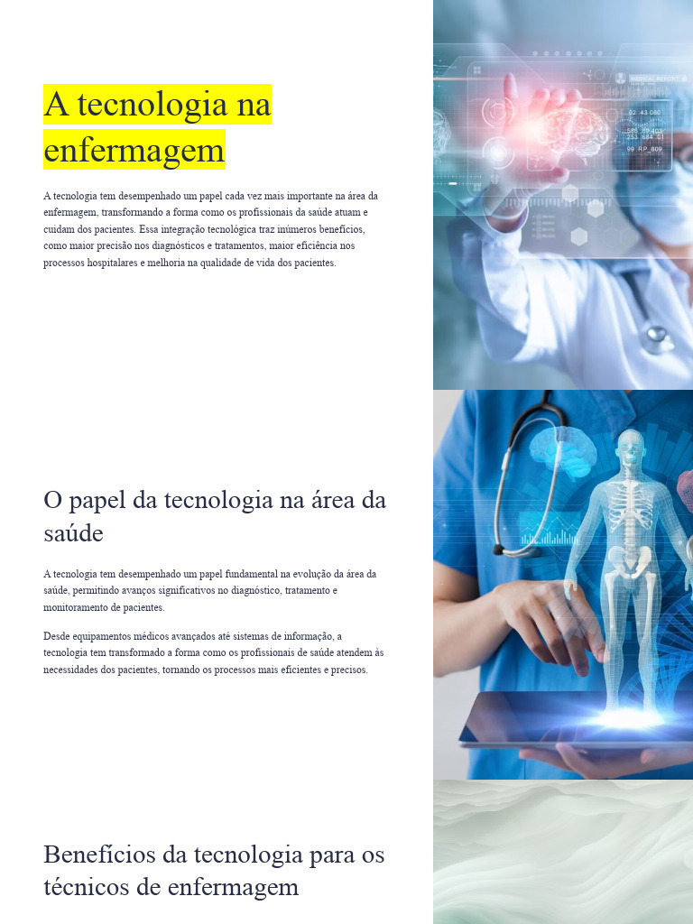 A Tecnologia Na Enfermagem | PDF | Enfermagem | Automação