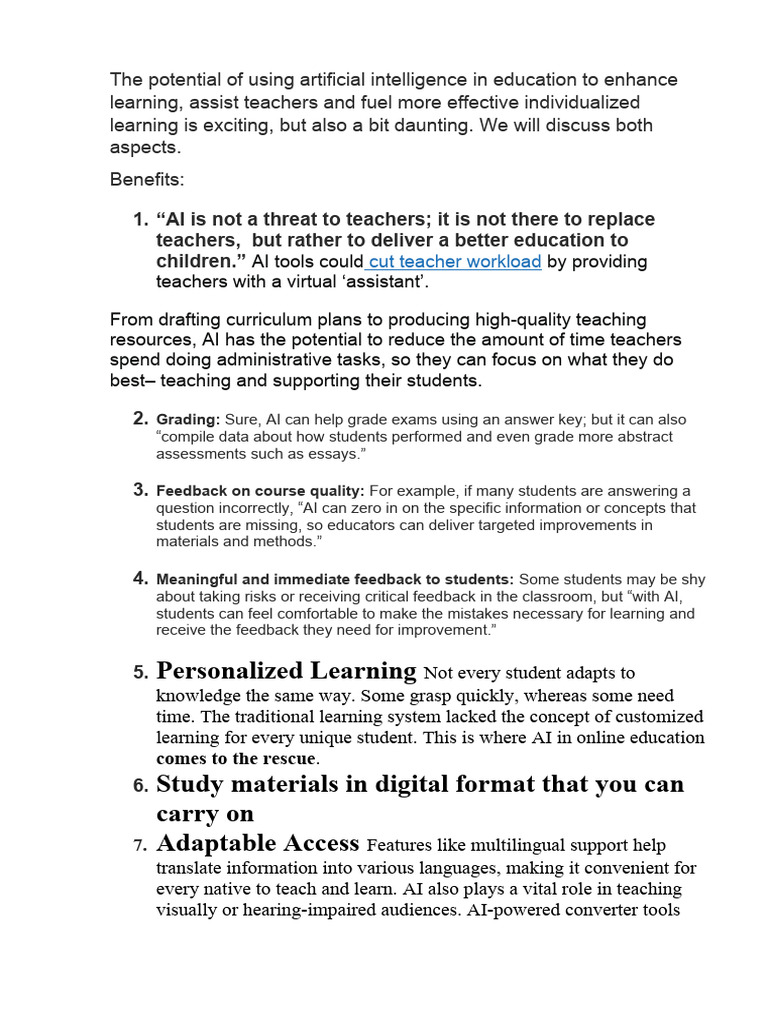 AI in Education: Enhancing Learning & Teaching | PDF | Artificial ...