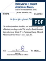 Ketan Kabra  Certificate for Paper Publication IJRPR