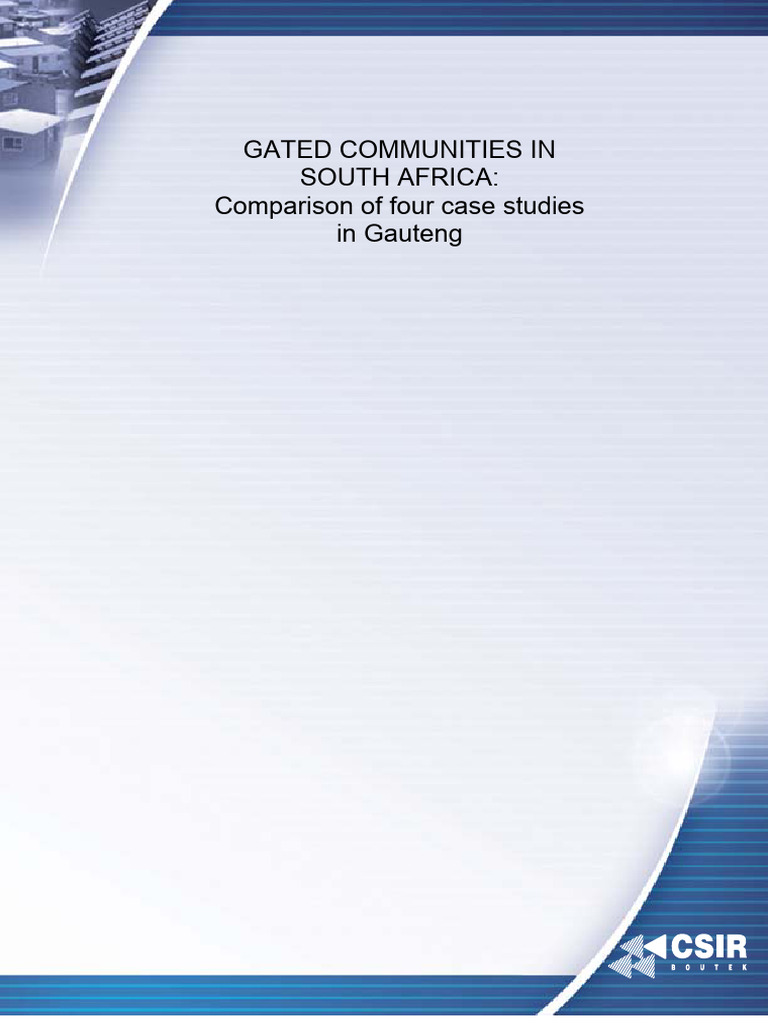 Gated Communities Case Studies in Gauteng | PDF | Johannesburg | Urban ...