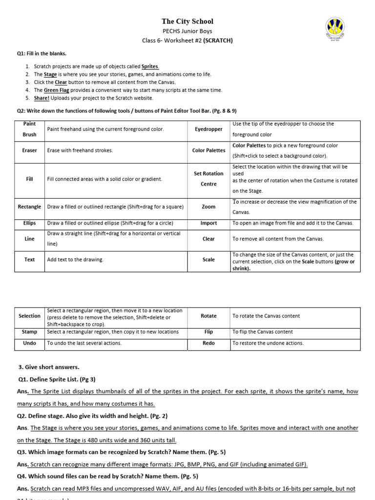Anskey Scratch Worksheet 2 | PDF | Scratch (Programming Language ...