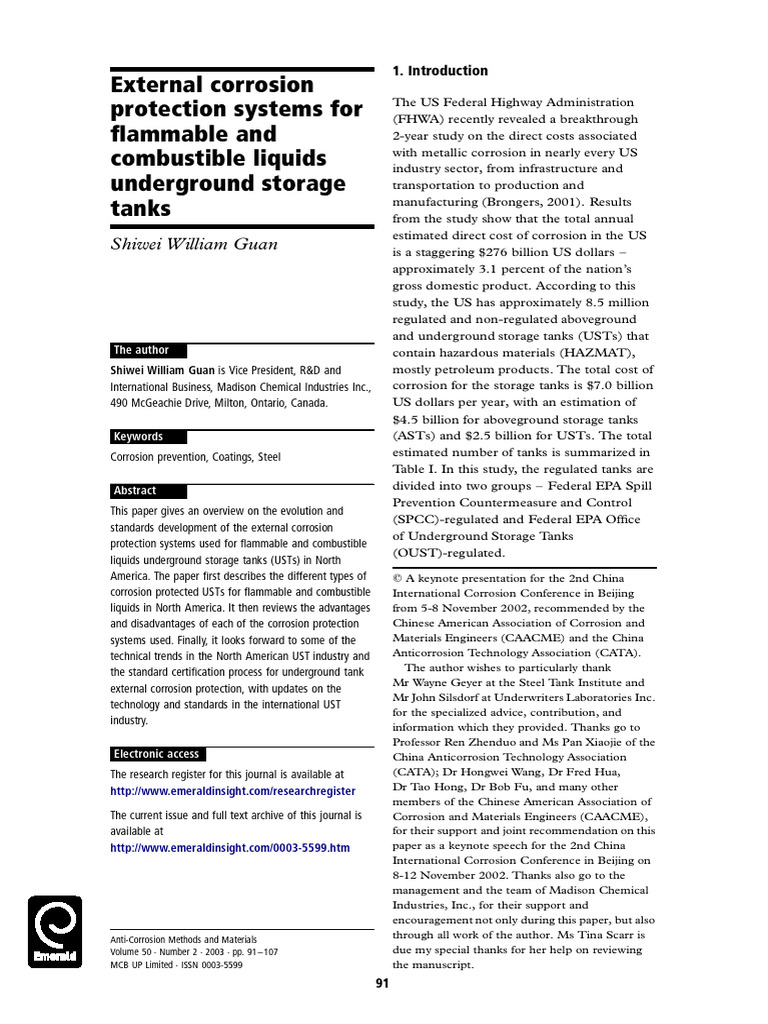 SG ACMM ExtCorProt UST | PDF | Corrosion | Materials