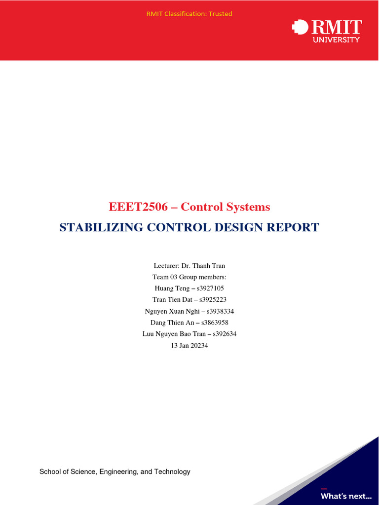 Control Systems Stabilizing Design Report | PDF | Control Theory ...