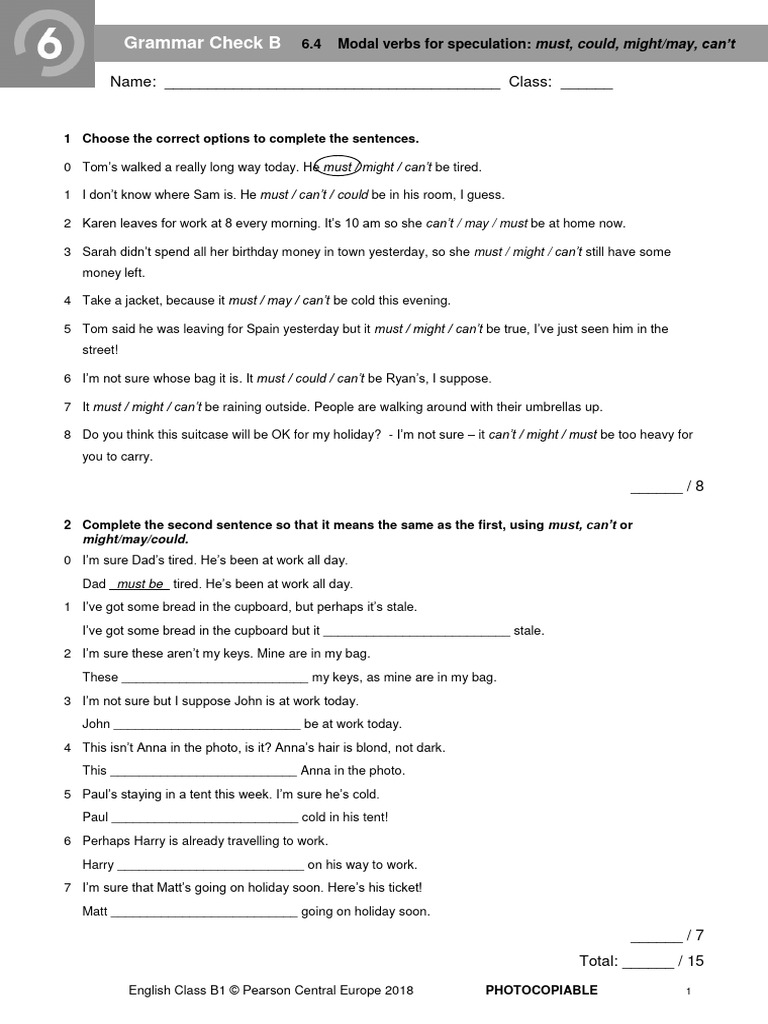 ECB1 Tests Grammar Check 6.4B New2018 | PDF | Linguistic Morphology ...