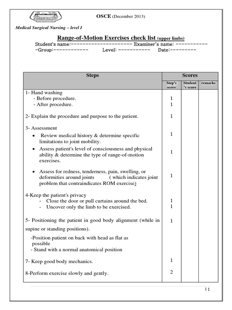 Rom check list upper mod download free pdf elbow medical