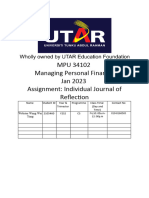 MPU 34102 Managing Personal Finance Jan 2023 Assignment: Individual Journal of Reflection