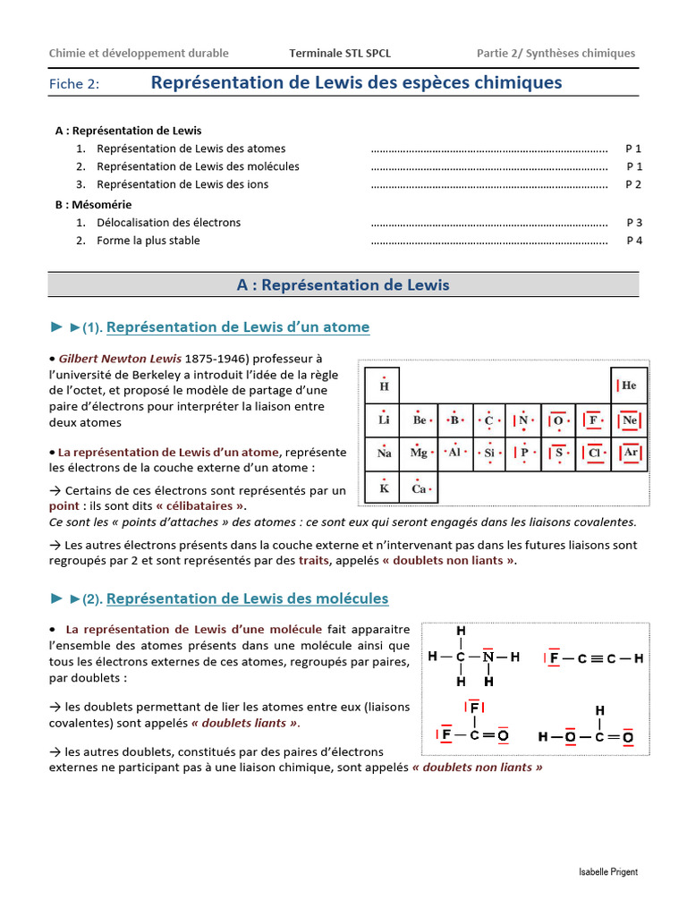 Représentation de Lewis et Mésomérie | PDF | Liaison chimique | Atomes
