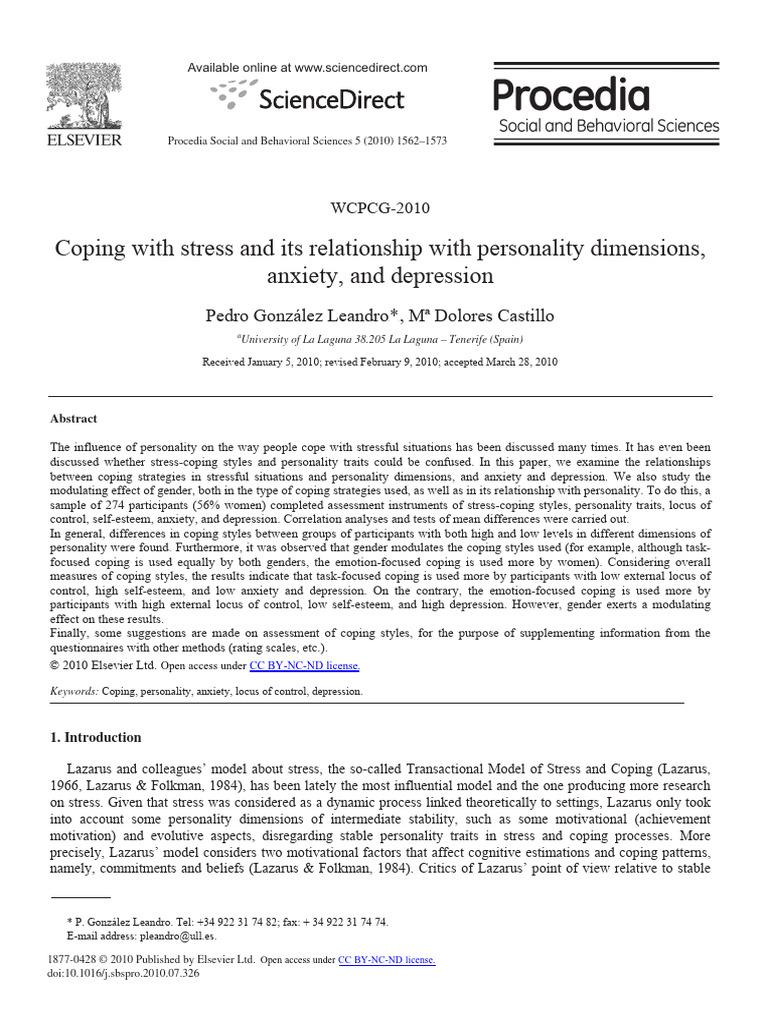 Coping With Stress and Its Relationship With Personality Dimensions ...