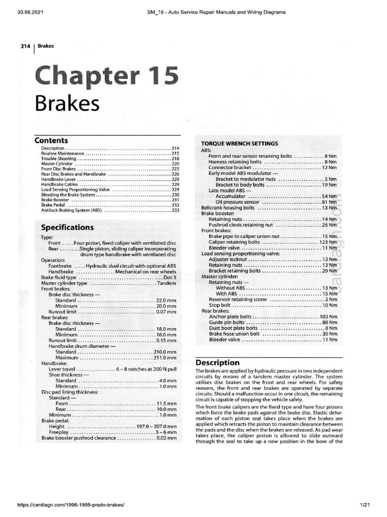 Land Cruiser Prado 96-99 Brakes | PDF