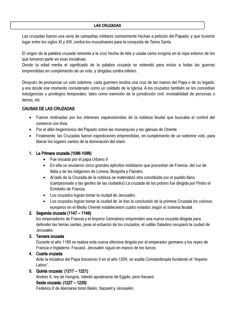 Ficha de análisis sobre las Cruzadas | PDF | Cruzadas | imperio Bizantino
