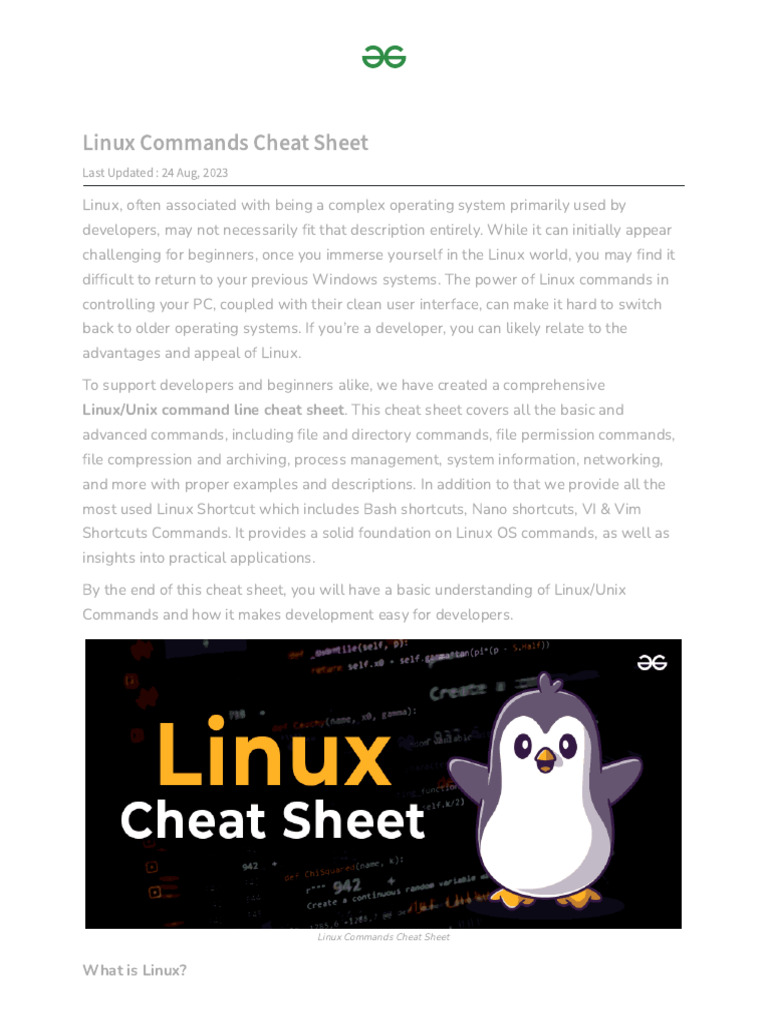 Linux Commands Cheat Sheet_ Beginner to Advanced | PDF | Operating ...
