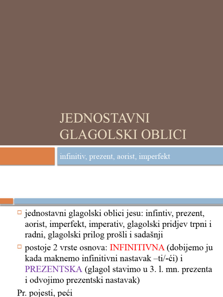 Jednostavni Glagolski Oblici | PDF