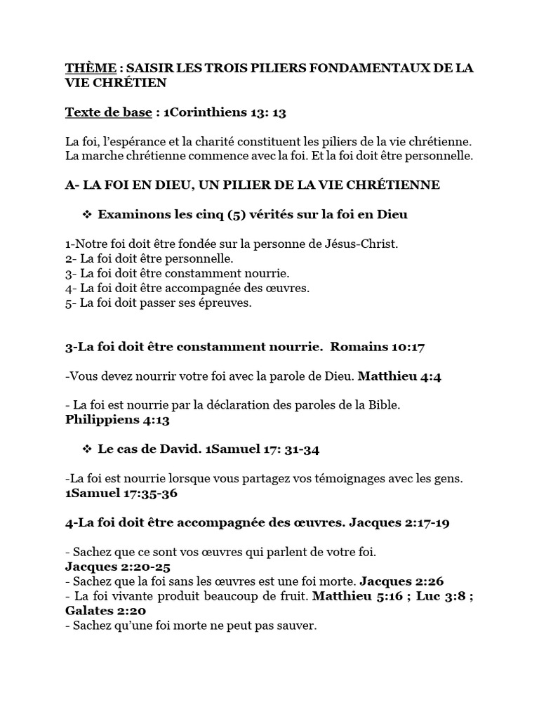 Trois piliers de la vie chrétienne | PDF | Développement personnel ...