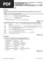 Oxford Solutions Pre-Int Short Test Unit 6 1B