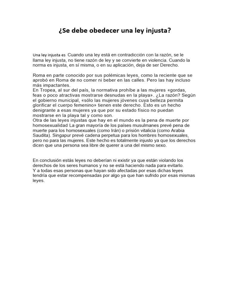 Leyes Injustas y Derechos Humanos | PDF | Ciencias sociales
