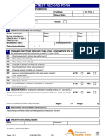 Alcohol Breath Test Record Form