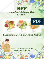 RPP Kebutuhan Energi Dan Jenis Nutrisi. IPA SMP Kelas VIII.